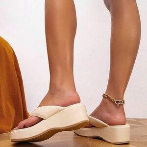 Women's Platform Wedge Heel Clip Toe Slippers, Fashionable And Casual, Summer